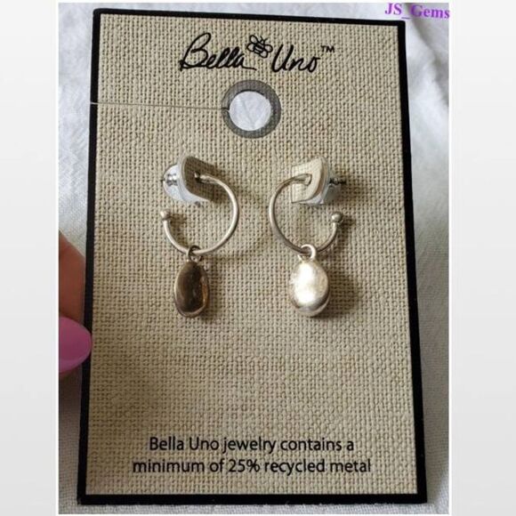 New Bella Uno Earrings Dangle Silver Circle For Pierced Ears - Picture 1 of 16